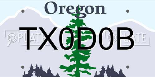 TX0D0B Oregon License Plate