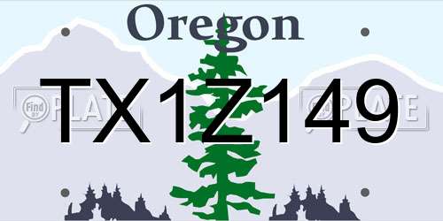 TX1Z149 Oregon License Plate