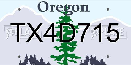TX4D715 Oregon License Plate