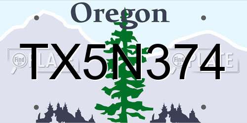TX5N374 Oregon License Plate