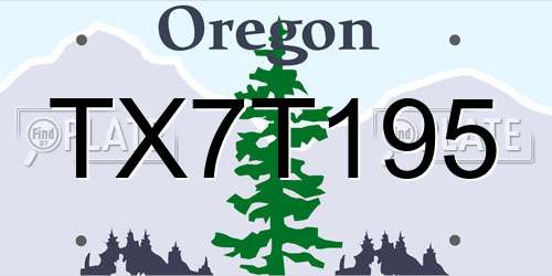 TX7T195 Oregon License Plate