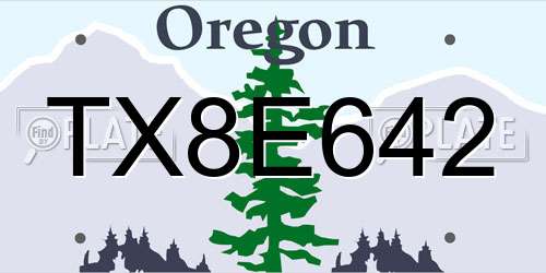 TX8E642 Oregon License Plate
