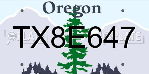 TX8E647 Oregon License Plate