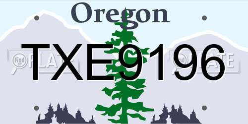 TXE9196 Oregon License Plate
