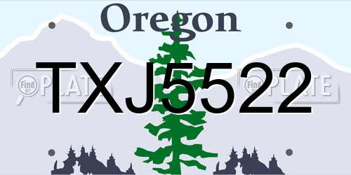 TXJ5522 Oregon License Plate