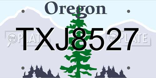 TXJ8527 Oregon License Plate