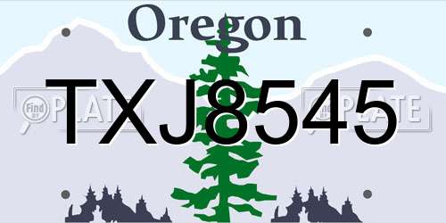TXJ8545 Oregon License Plate