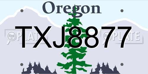 TXJ8877 Oregon License Plate