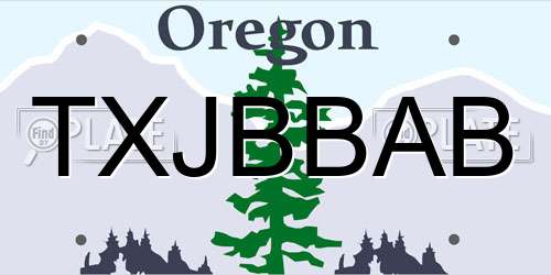 TXJBBAB Oregon License Plate