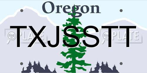 TXJSSTT Oregon License Plate