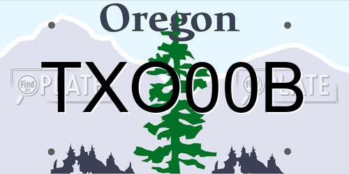 TXO00B Oregon License Plate