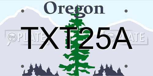 TXT25A Oregon License Plate