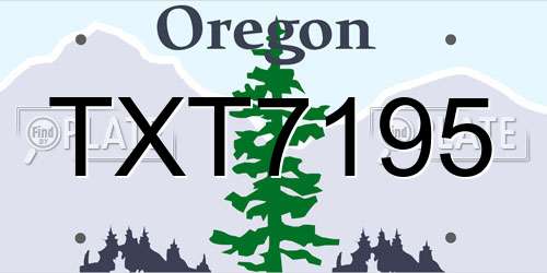 TXT7195 Oregon License Plate