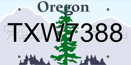 TXW7388 Oregon License Plate