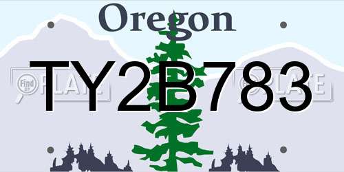 TY2B783 Oregon License Plate