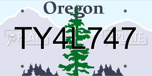 TY4L747 Oregon License Plate