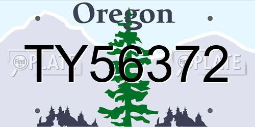 TY56372 Oregon License Plate