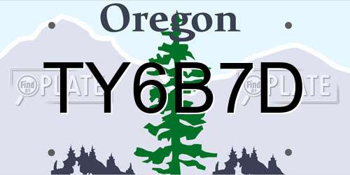 TY6B7D Oregon License Plate