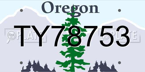 TY78753 Oregon License Plate