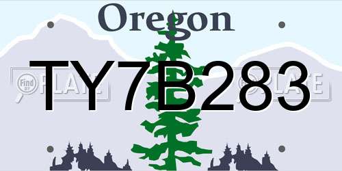 TY7B283 Oregon License Plate