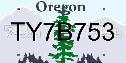 TY7B753 Oregon License Plate
