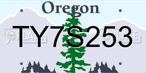TY7S253 Oregon License Plate