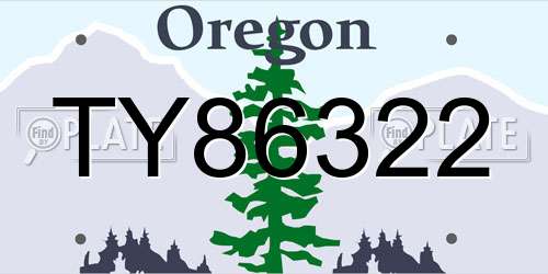 TY86322 Oregon License Plate
