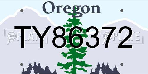 TY86372 Oregon License Plate