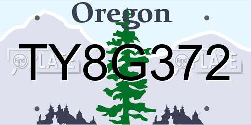 TY8G372 Oregon License Plate