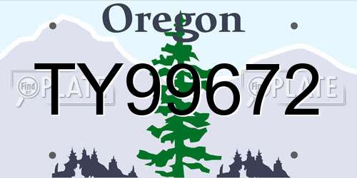 TY99672 Oregon License Plate