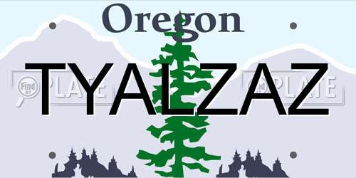 TYALZAZ Oregon License Plate