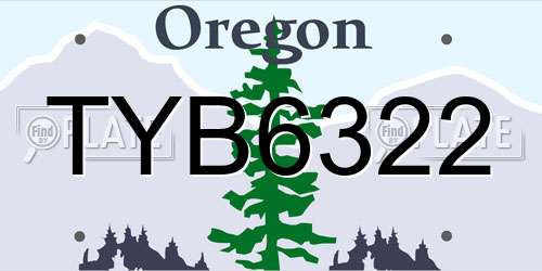 TYB6322 Oregon License Plate