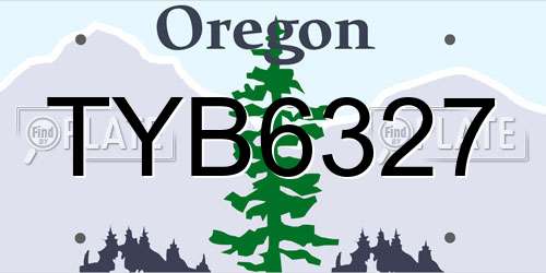 TYB6327 Oregon License Plate