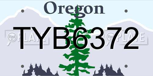 TYB6372 Oregon License Plate