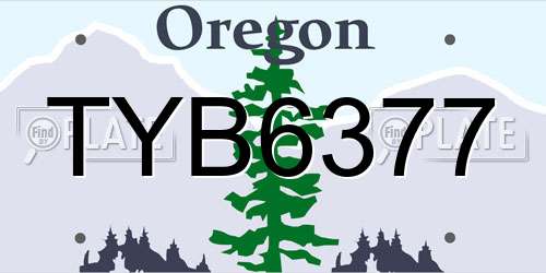 TYB6377 Oregon License Plate