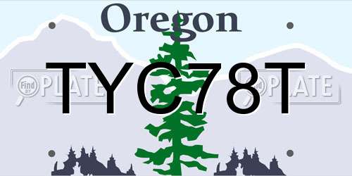 TYC78T Oregon License Plate