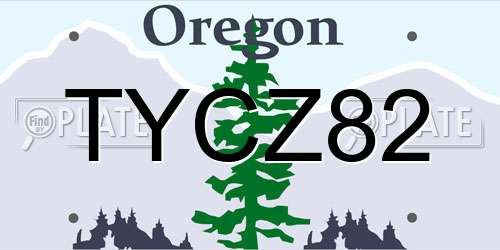 TYCZ82 Oregon License Plate
