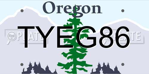 TYEG86 Oregon License Plate