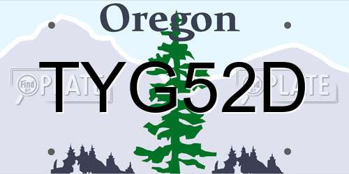 TYG52D Oregon License Plate