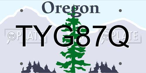 TYG87Q Oregon License Plate
