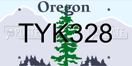 TYK328 Oregon License Plate