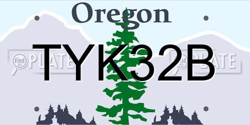 TYK32B Oregon License Plate