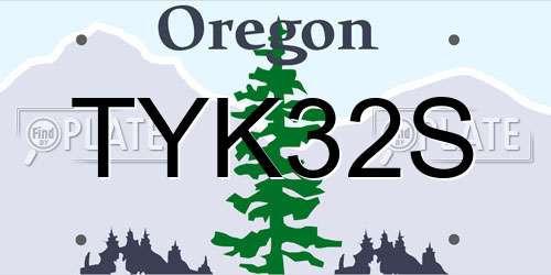 TYK32S Oregon License Plate