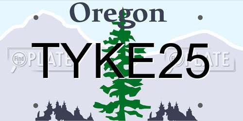 TYKE25 Oregon License Plate