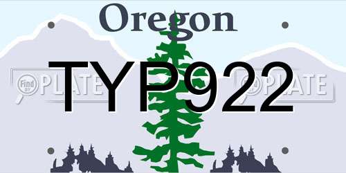 TYP922 Oregon License Plate