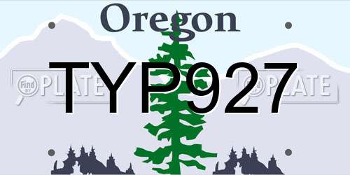 TYP927 Oregon License Plate