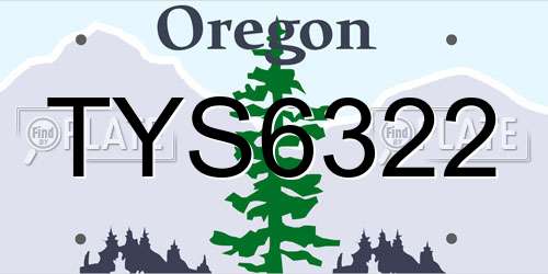 TYS6322 Oregon License Plate