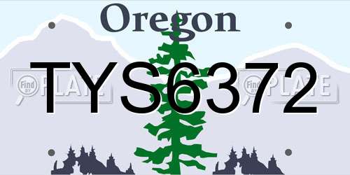 TYS6372 Oregon License Plate