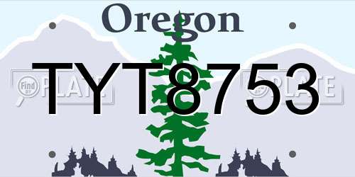 TYT8753 Oregon License Plate