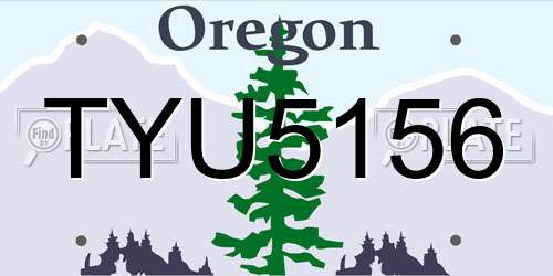 TYU5156 Oregon License Plate